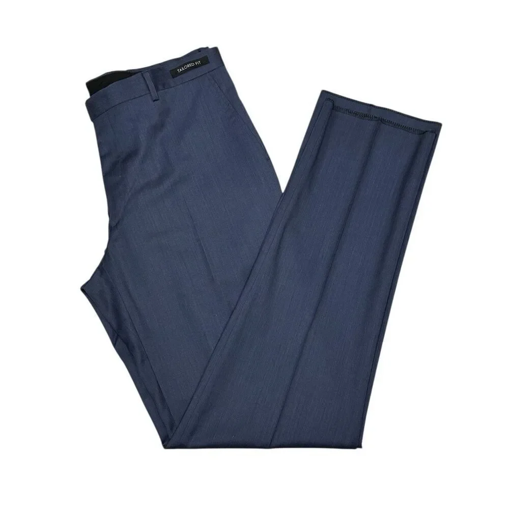 NWT JoS A Banks 100% Wool Signature Collection Tailored Fit Blue Slacks Size 37R